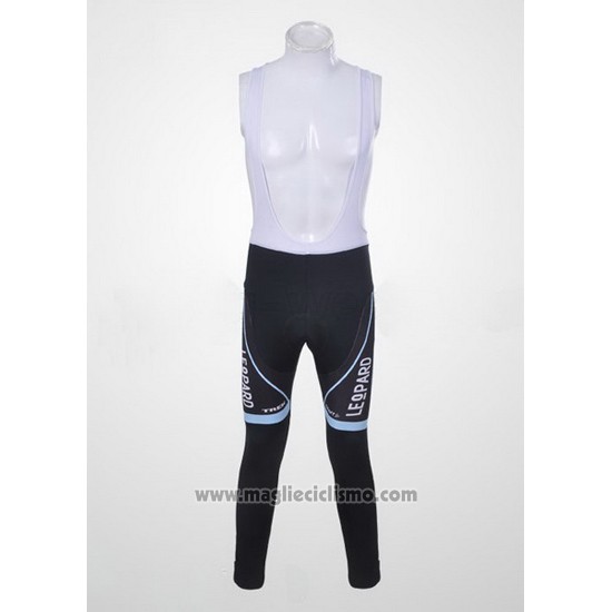 2011 Abbigliamento Ciclismo Trek Leqpard Nero e Celeste Manica Lunga e Salopette